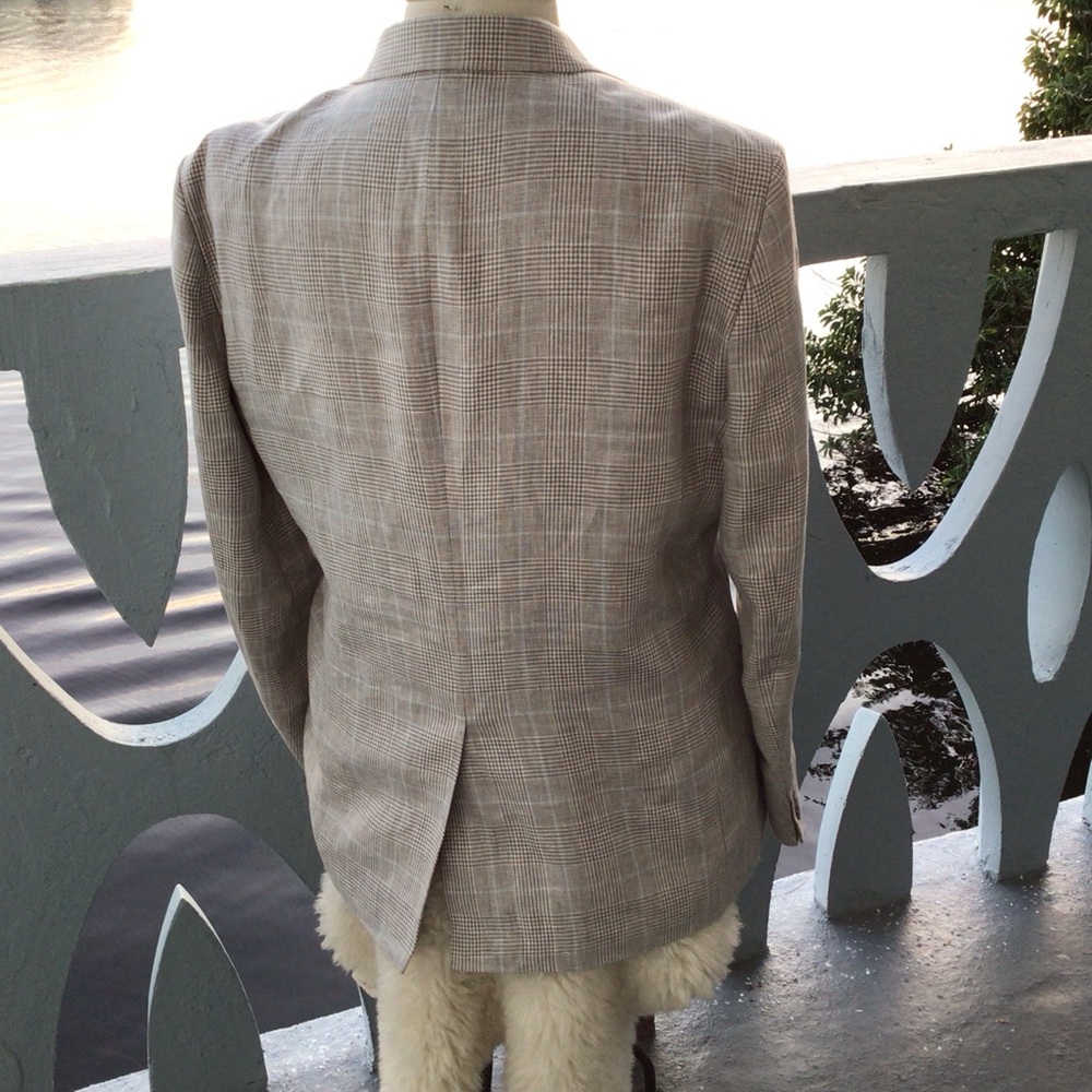 Ralph Lauren Black Label 100% Linen Blue and Gray Plaid 2 Button Blazer - Picture 8 of 16